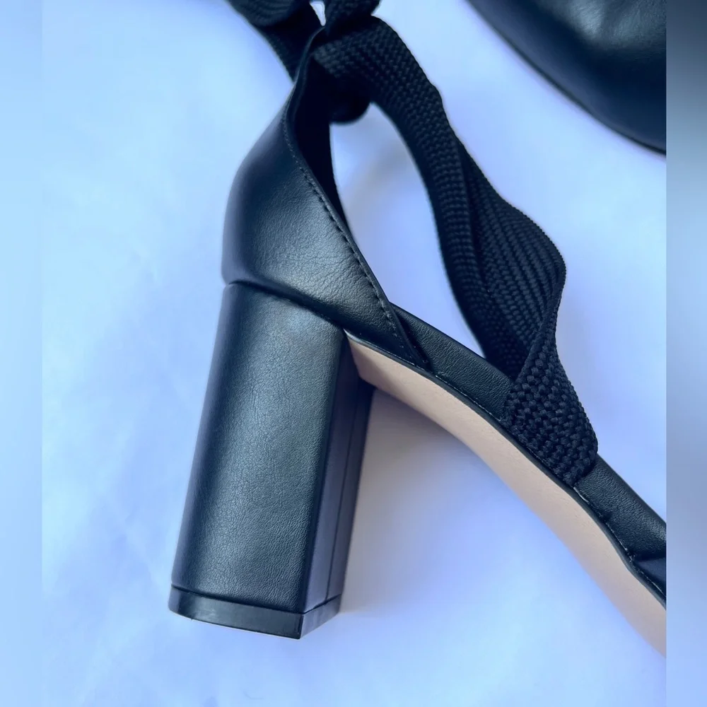H&M | Black Tie-Up Block Heels - Picture 8 of 16